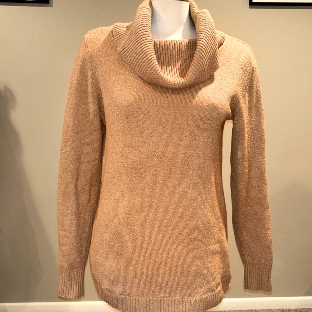 Tan Cowl Neck Sweater